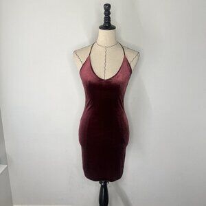 Kimchi Blue Mini Wine Colored Velvet Short Dress Holiday Party Sz Small